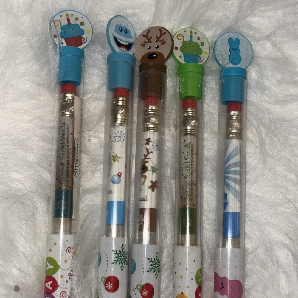 5 Smencils Scented Pencils Birthday Cake Cotton Candy Gingerbread Holiday Cheer